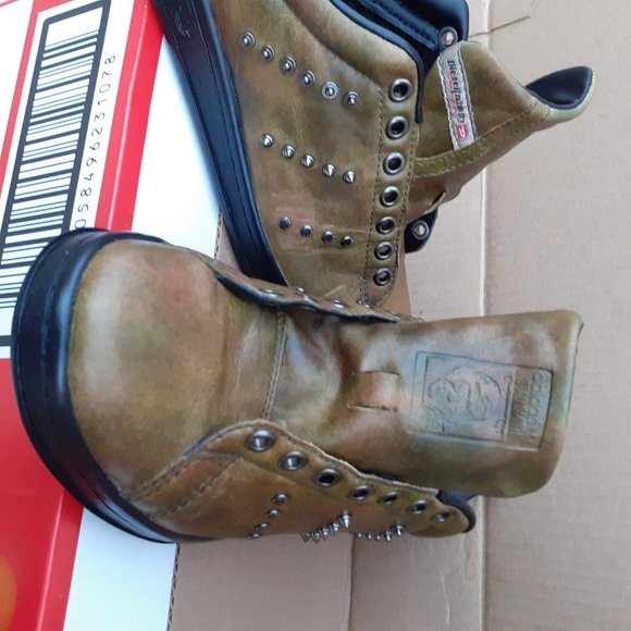 DIESEL x ADIDAS STAN SMITH 100%LEATHER Spooky Spike Goth Rebel Sneaker Antique 9 - Picture 7 of 12